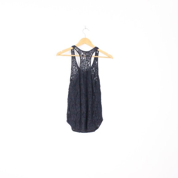 *Wilfred Madeline Lace Navy Racer Back Tank Top - Picture 6 of 6